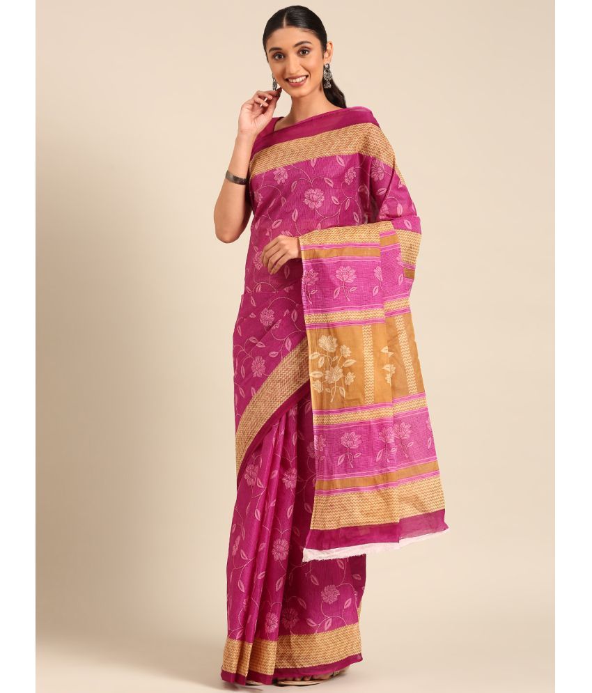     			SHANVIKA Cotton Printed Saree Without Blouse Piece - Purple ( Pack of 1 )