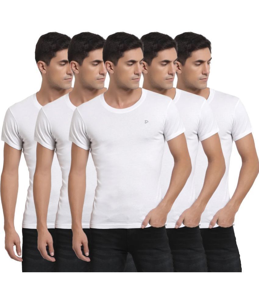     			SPORTO White Cotton Men's Vest ( Pack of 5 )