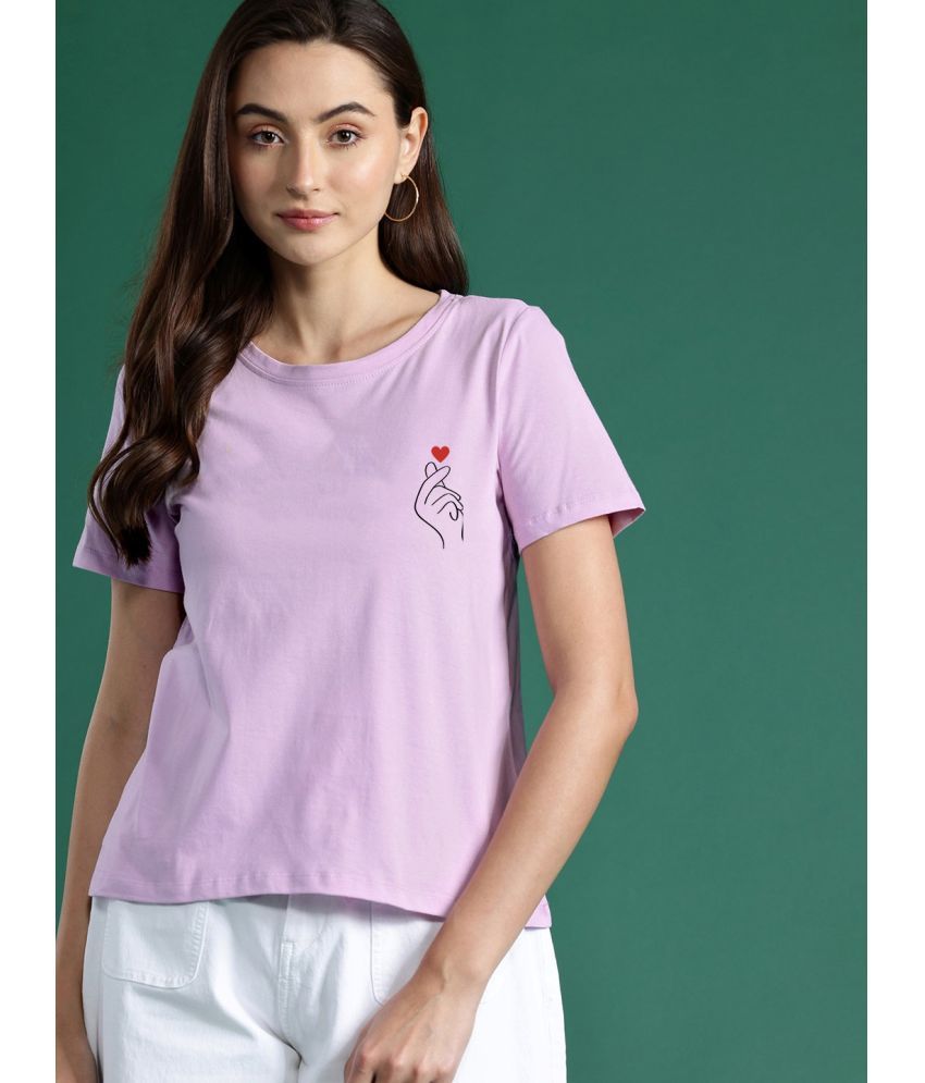     			AKTIF Lavender Cotton Blend Regular Fit Women's T-Shirt ( Pack of 1 )