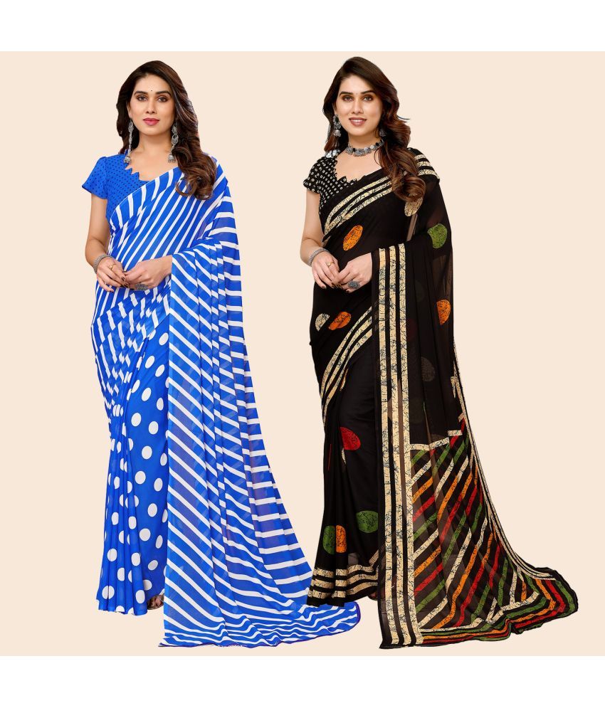     			ANAND SAREES Georgette Printed Saree With Blouse Piece - Multicolor ( Pack of 2 )