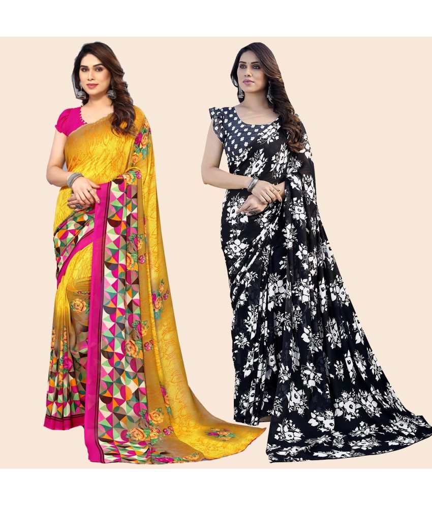     			ANAND SAREES Georgette Printed Saree With Blouse Piece - Multicolor ( Pack of 2 )