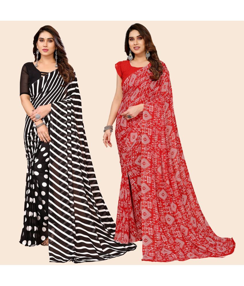     			ANAND SAREES Georgette Printed Saree With Blouse Piece - Multicolor ( Pack of 2 )