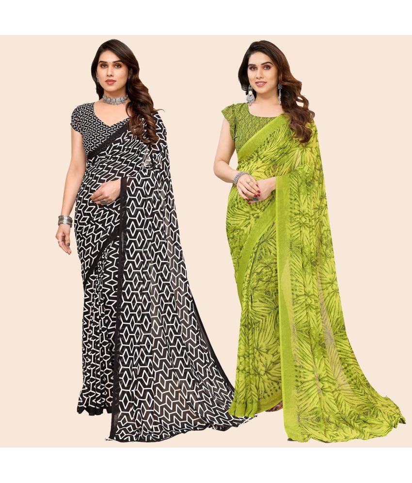     			ANAND SAREES Georgette Printed Saree With Blouse Piece - Multicolor ( Pack of 2 )