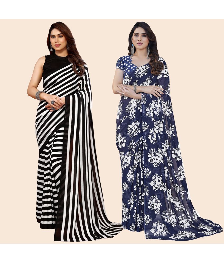     			ANAND SAREES Georgette Printed Saree With Blouse Piece - Multicolor ( Pack of 2 )