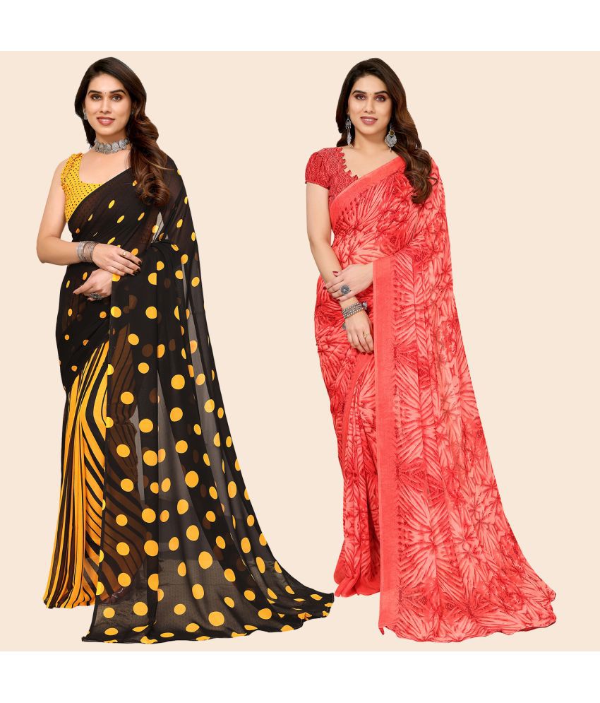     			ANAND SAREES Georgette Printed Saree With Blouse Piece - Multicolor ( Pack of 2 )