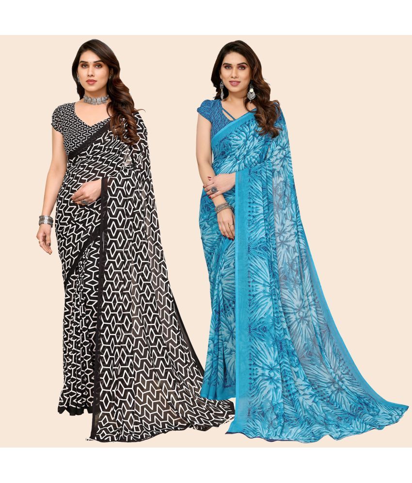     			ANAND SAREES Georgette Printed Saree With Blouse Piece - Multicolor ( Pack of 2 )