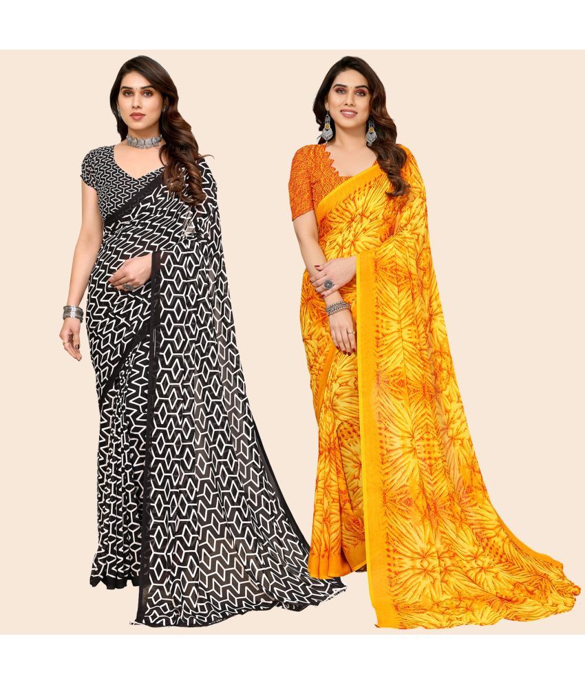     			ANAND SAREES Georgette Printed Saree With Blouse Piece - Multicolor ( Pack of 2 )