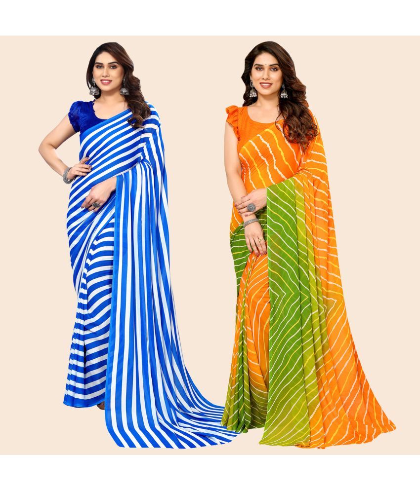     			ANAND SAREES Georgette Printed Saree With Blouse Piece - Multicolor ( Pack of 2 )