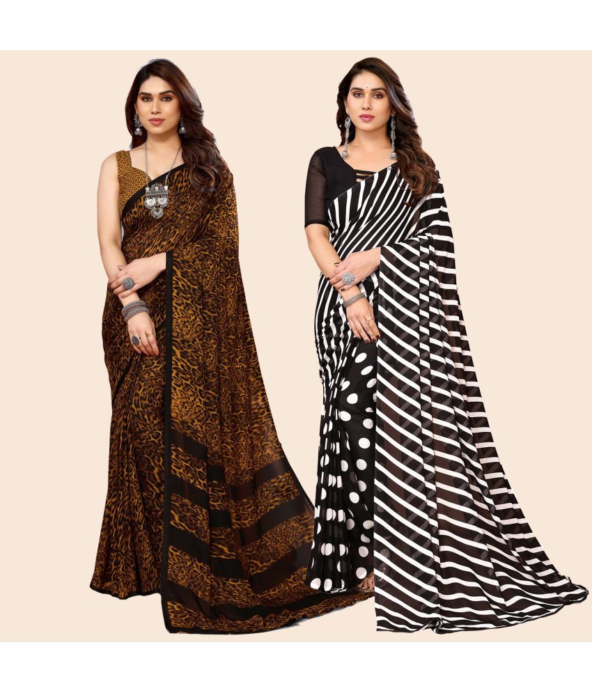     			ANAND SAREES Georgette Printed Saree With Blouse Piece - Multicolor ( Pack of 2 )