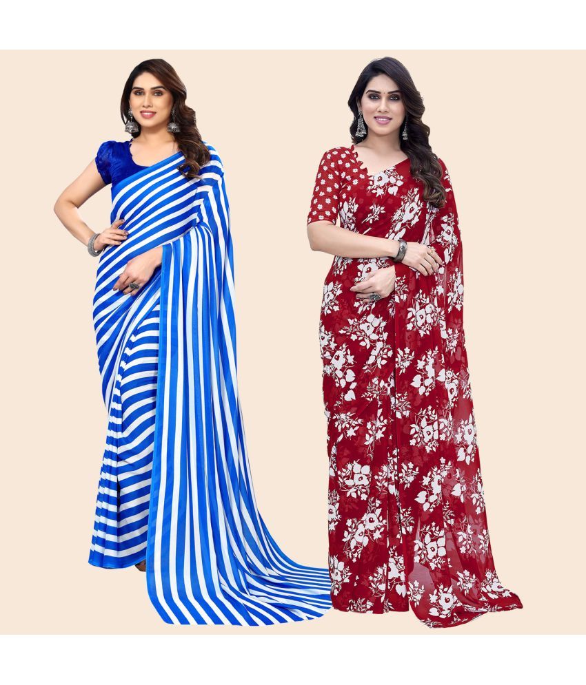     			ANAND SAREES Georgette Printed Saree With Blouse Piece - Multicolor ( Pack of 2 )