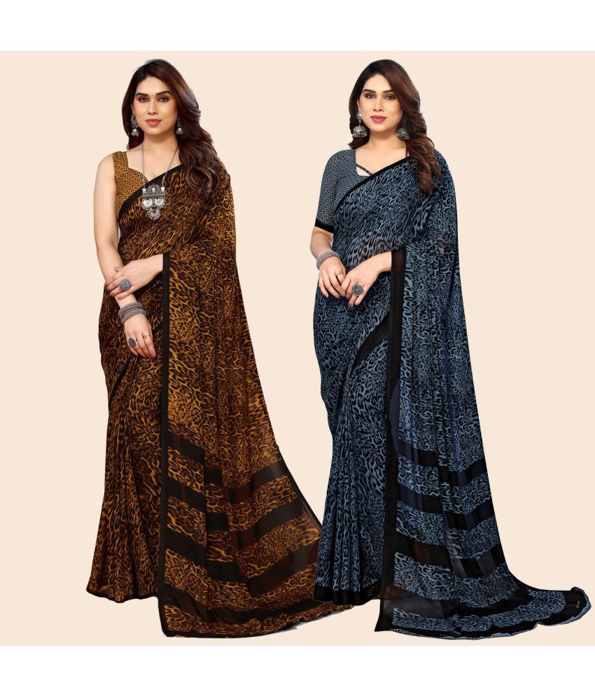     			ANAND SAREES Georgette Printed Saree With Blouse Piece - Multicolor ( Pack of 2 )