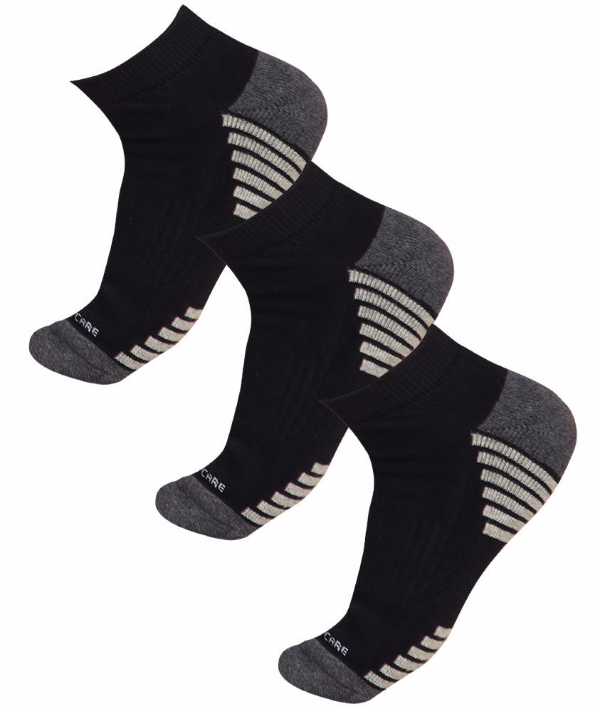     			Bodycare Black Cotton Blend Women's Ankle Length Socks ( Pack of 3 )