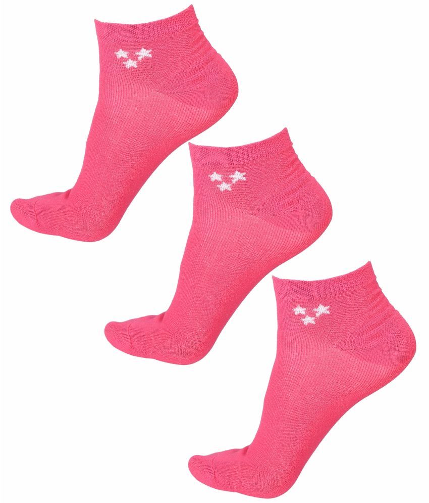     			Bodycare Pink Cotton Blend Women's Ankle Length Socks ( Pack of 3 )