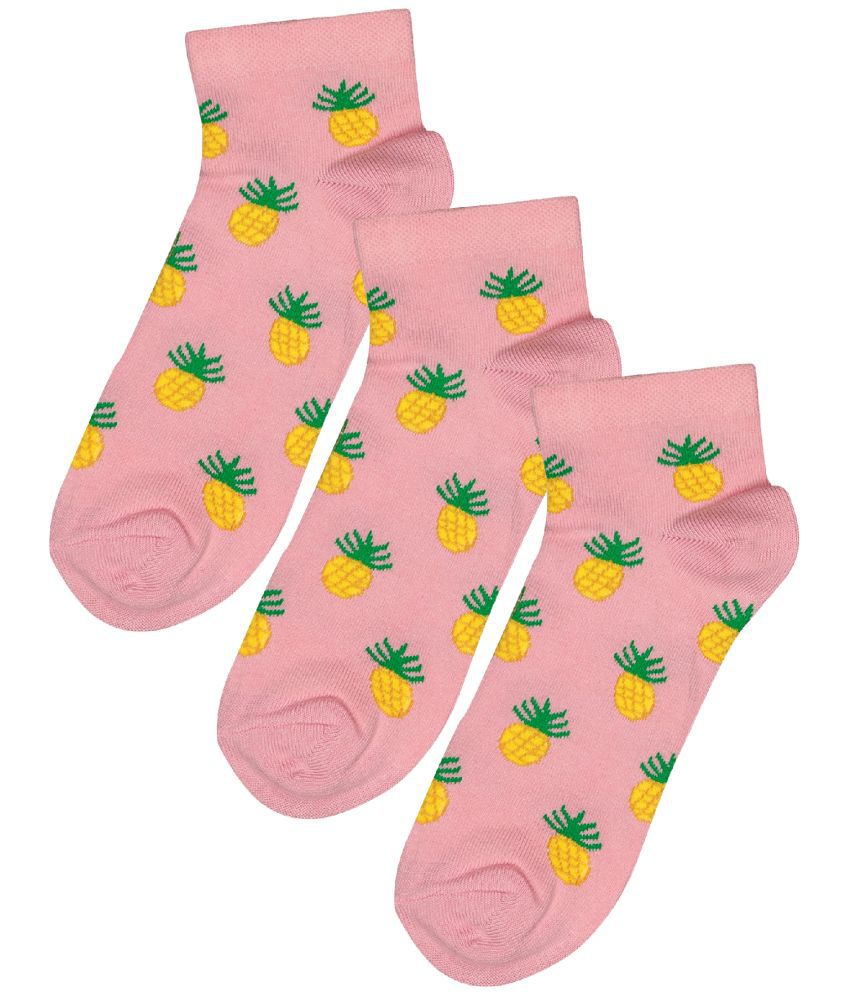     			Bodycare Pink Cotton Blend Women's Ankle Length Socks ( Pack of 3 )