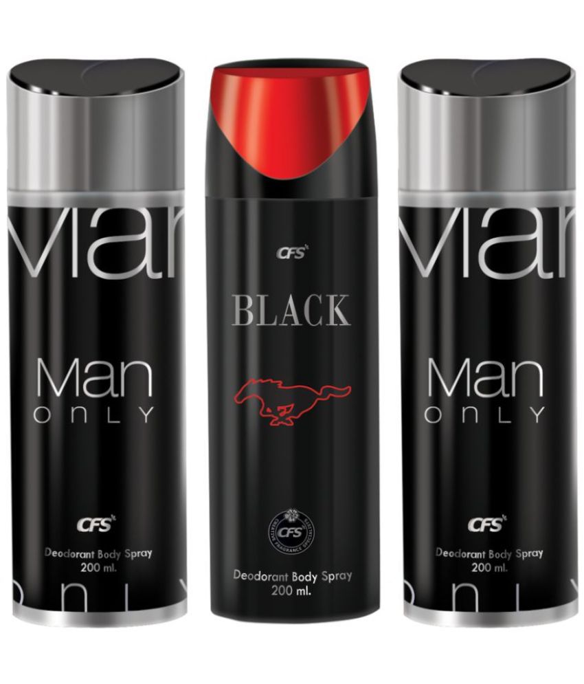     			CFS  Man Only Black, Man Only Black & Black Deodorant Spray for Unisex 600 ml ( Pack of 3 )