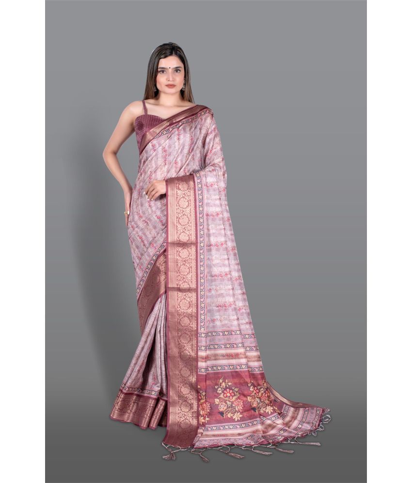     			Chashni Art Silk Printed Saree With Blouse Piece - Peach ( Pack of 1 )