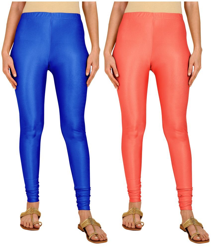     			Colorscube - Coral,Indigo Lycra Women's Churidar ( Pack of 2 )