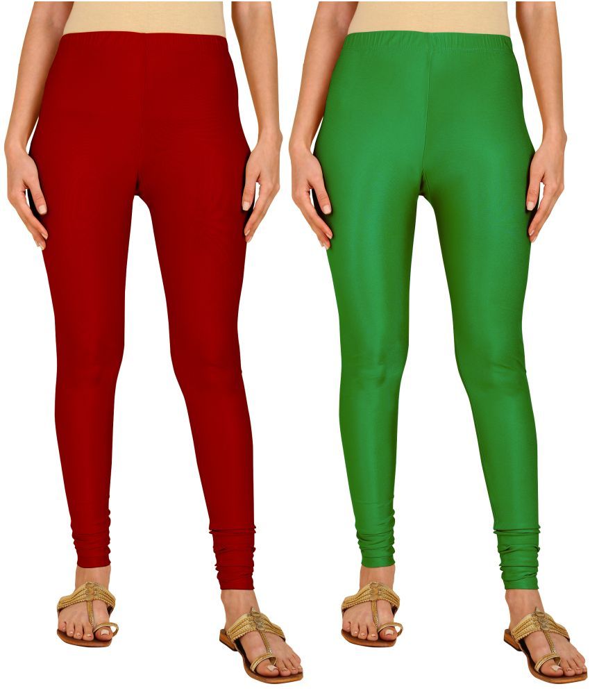     			Colorscube - Green,Maroon Lycra Women's Churidar ( Pack of 2 )