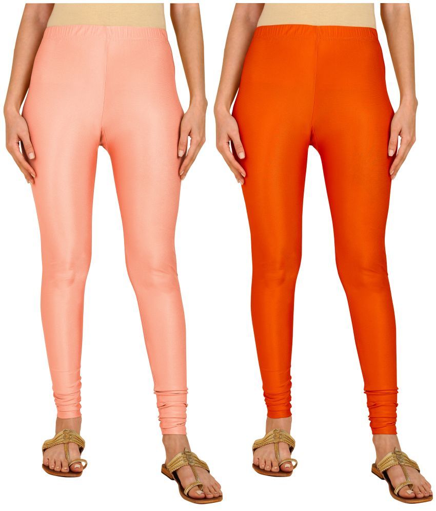     			Colorscube - Orange,Peach Lycra Women's Churidar ( Pack of 2 )