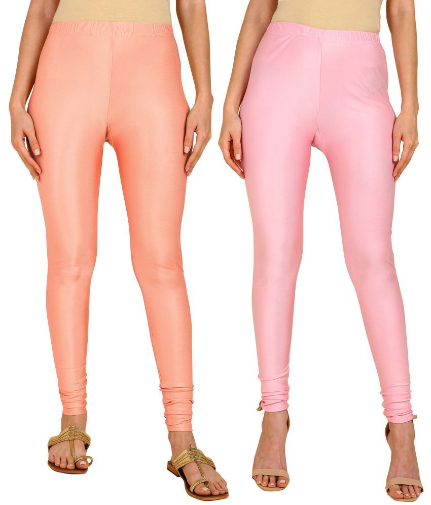     			Colorscube - Pink,Peach Lycra Women's Churidar ( Pack of 2 )