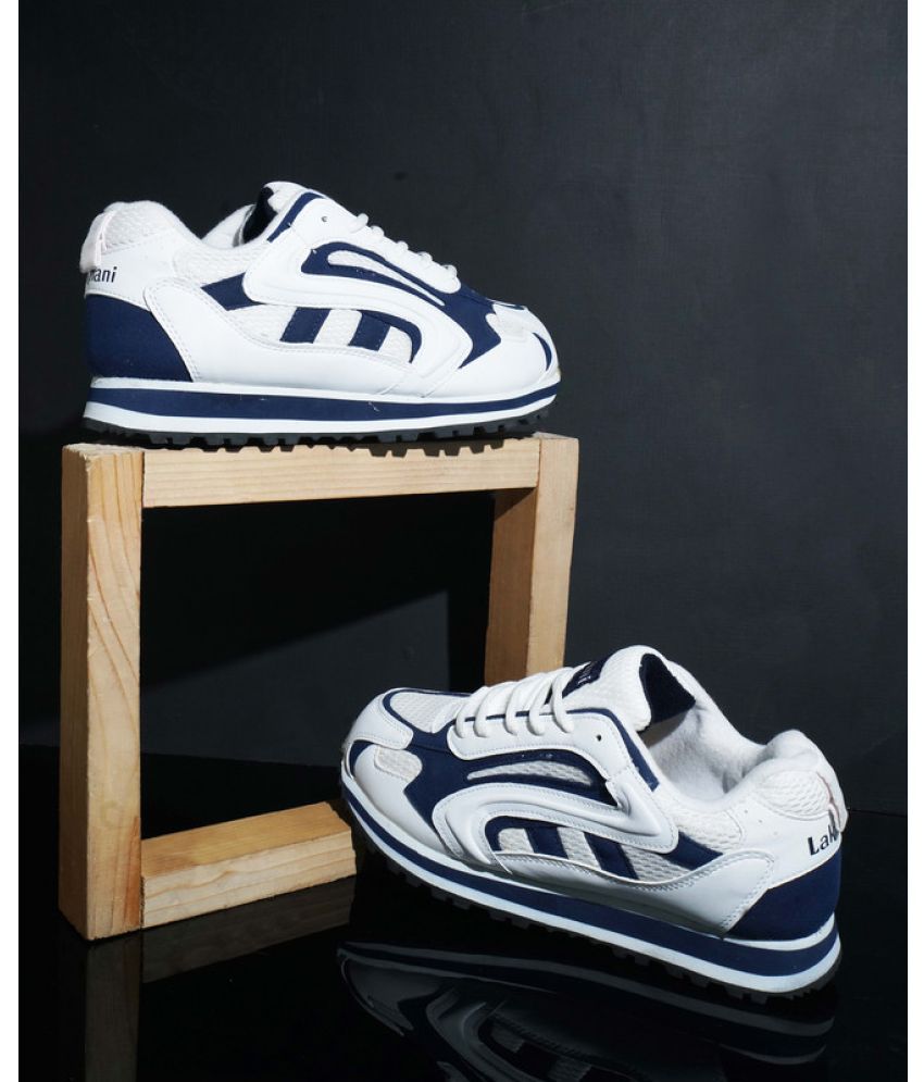     			Lakhani Aashirwad L-181_White-Blue White Men's Sports Running Shoes