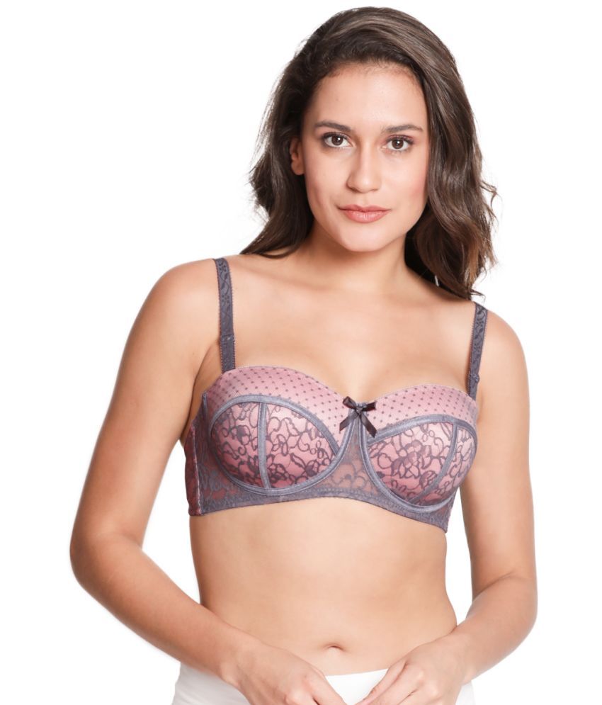     			Susie Nylon Lightly Padded Women's Balconette Bra ( Dark Grey )