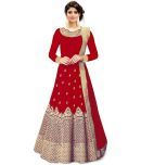 kedar fab Red Anarkali Silk Blend Women's Semi Stitched Ethnic Gown ( Pack of 1 )