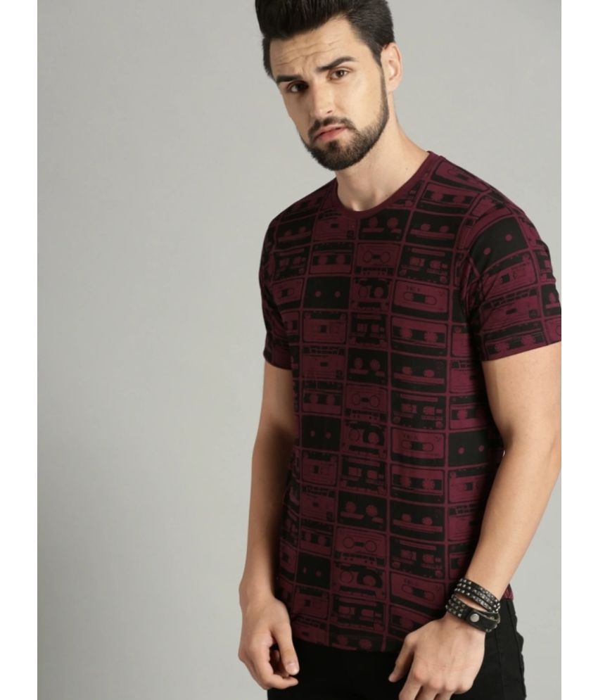     			Aassma Clothing Polyester Regular Fit Printed Half Sleeves Men's T-Shirt - Maroon ( Pack of 1 )