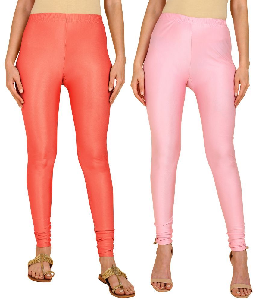     			Colorscube - Pink,Coral Lycra Women's Churidar ( Pack of 2 )