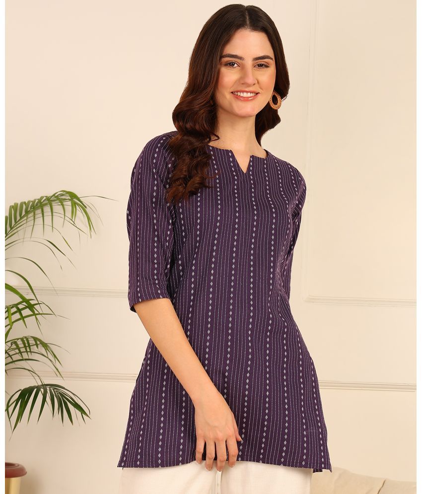     			DSK STUDIO Cotton Striped Straight Women's Kurti - Purple ( Pack of 1 )