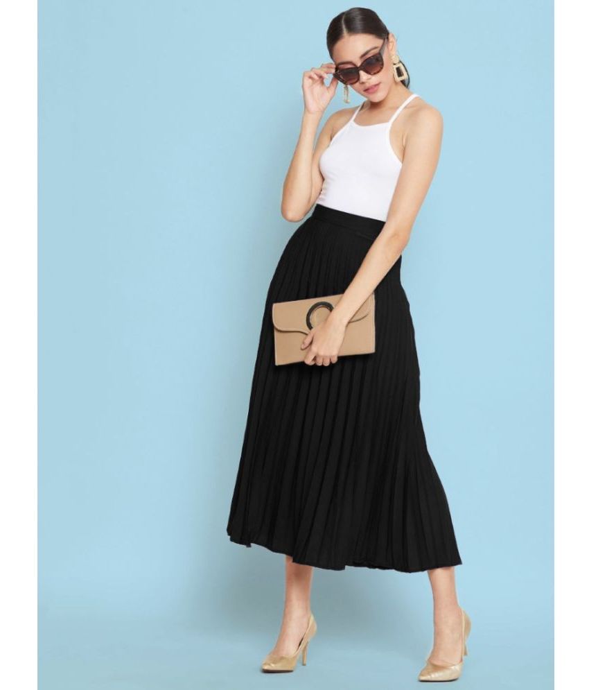     			Femvy Black Crepe Women's Flared Skirt ( Pack of 1 )