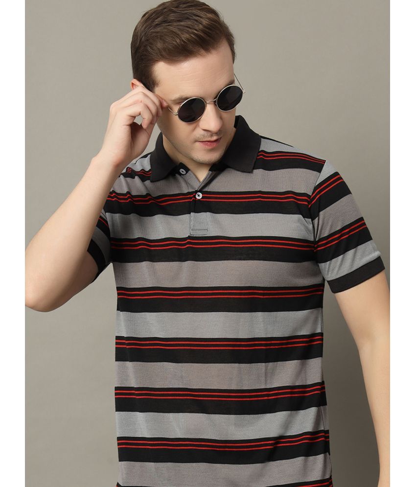     			GET GOLF Cotton Blend Regular Fit Striped Half Sleeves Men's Polo T Shirt - Black ( Pack of 1 )