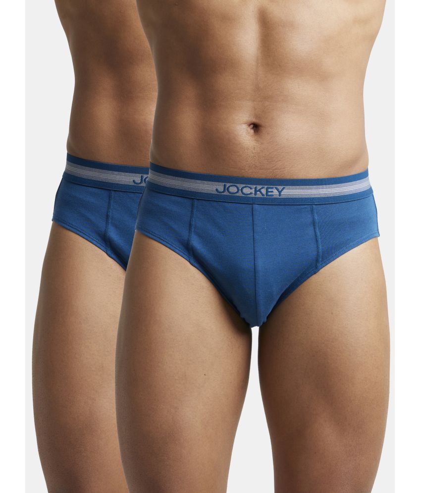     			Jockey 1010 Men Super Combed Cotton Solid Brief with Stay Fresh Treatment - Poseidon (Pack of 2)