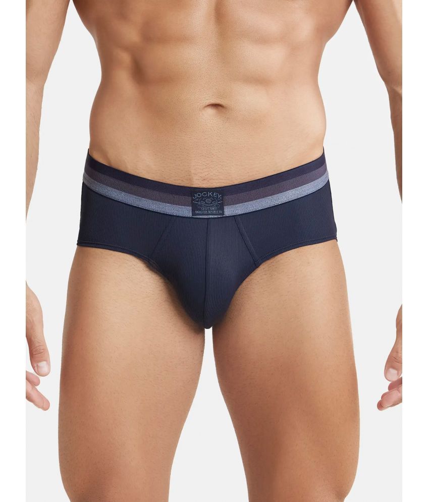     			Jockey HG13 Men Microfiber Elastane Stretch Solid Brief with StayDry Treatment - Midnight Navy