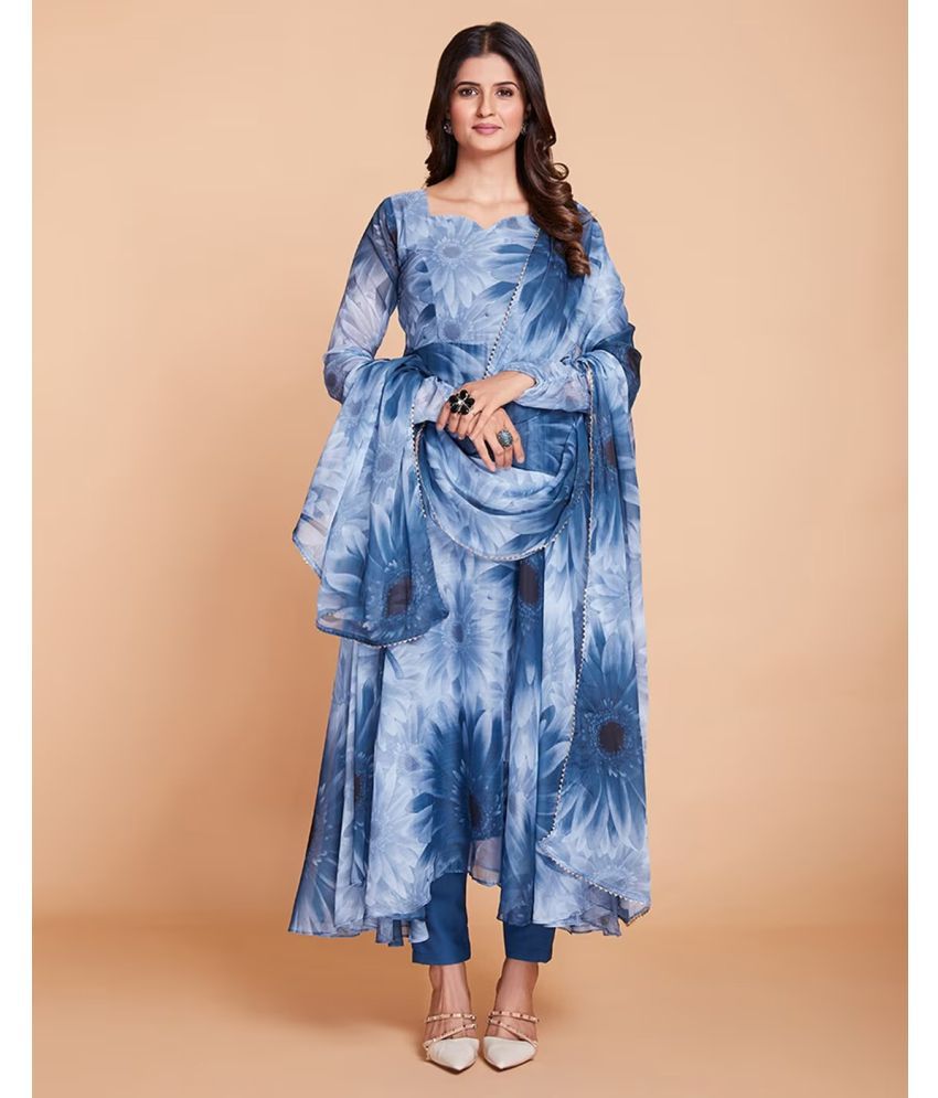     			kedar fab Blue Anarkali Georgette Women's Stitched Ethnic Gown ( Pack of 1 )