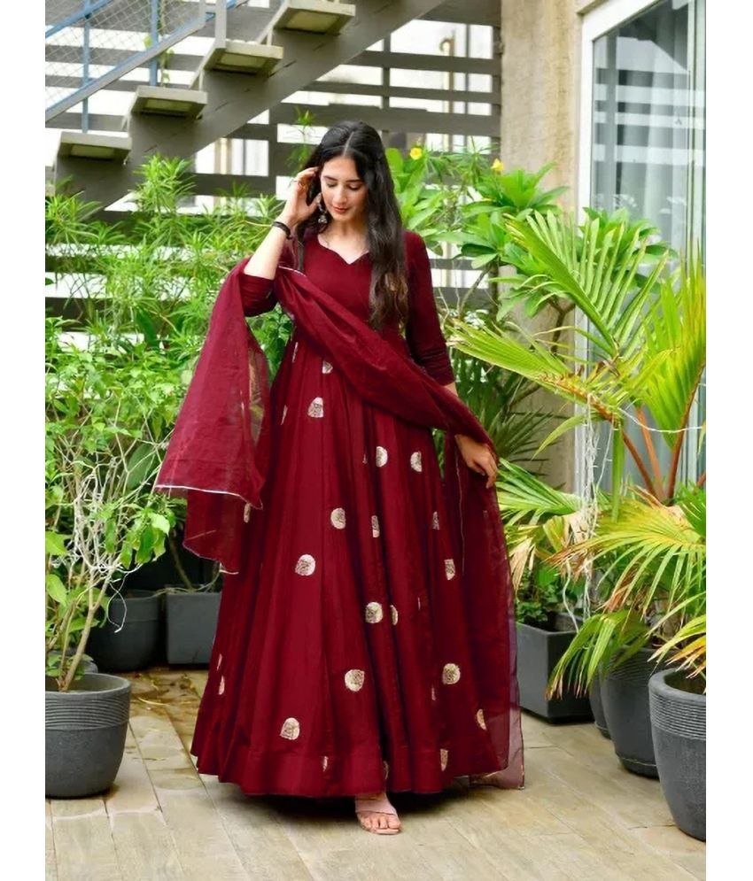     			kedar fab Maroon Anarkali Georgette Women's Stitched Ethnic Gown ( Pack of 1 )