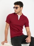 Club York Cotton Blend Regular Fit Solid Half Sleeves Men's T-Shirt - Wine ( Pack of 1 )