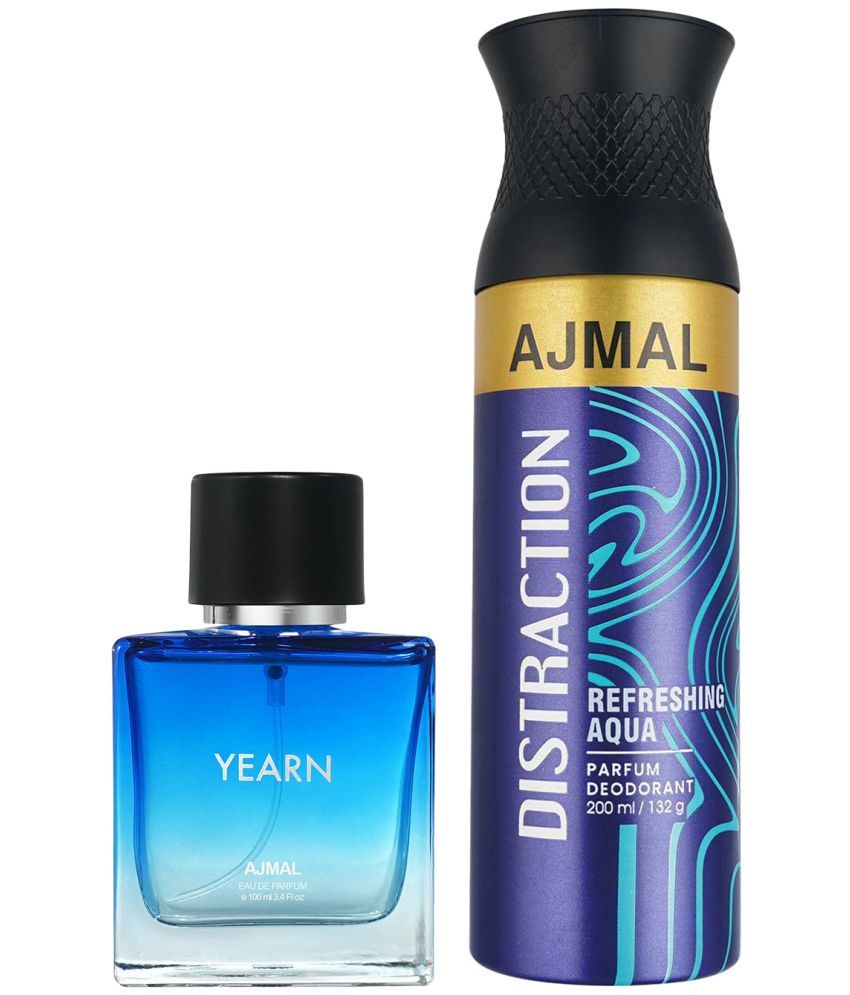     			Ajmal Yearn EDP 100ML And Distraction Deodorant 200ML Long Lasting Perfume For Men & Women Pack of 2