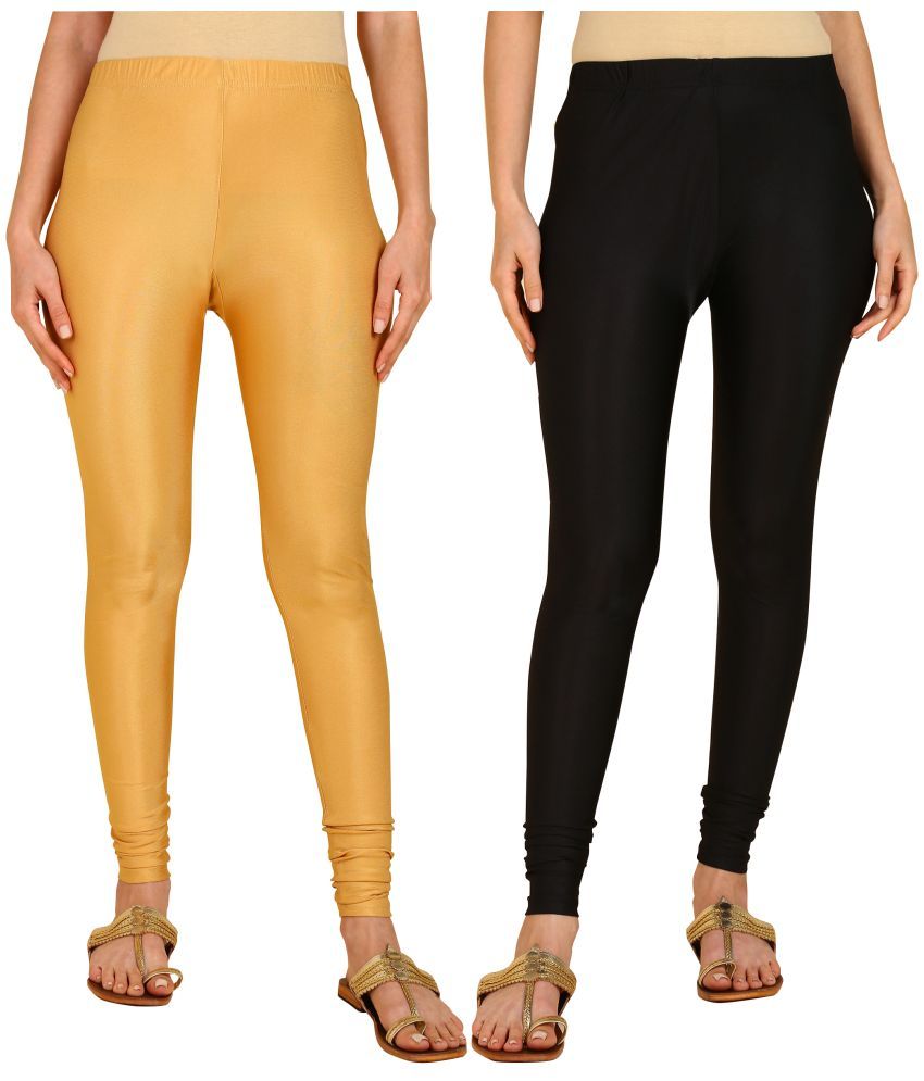     			Colorscube - Black,Gold Lycra Women's Churidar ( Pack of 2 )