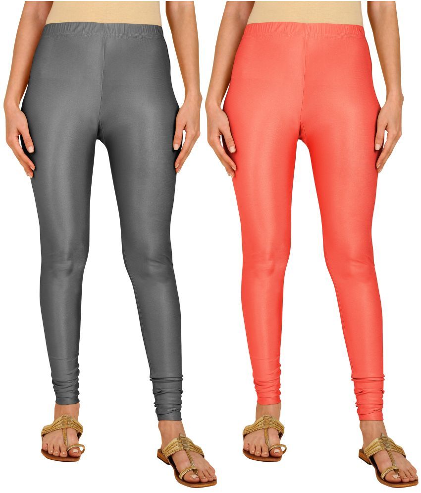     			Colorscube - Coral,Grey Lycra Women's Churidar ( Pack of 2 )