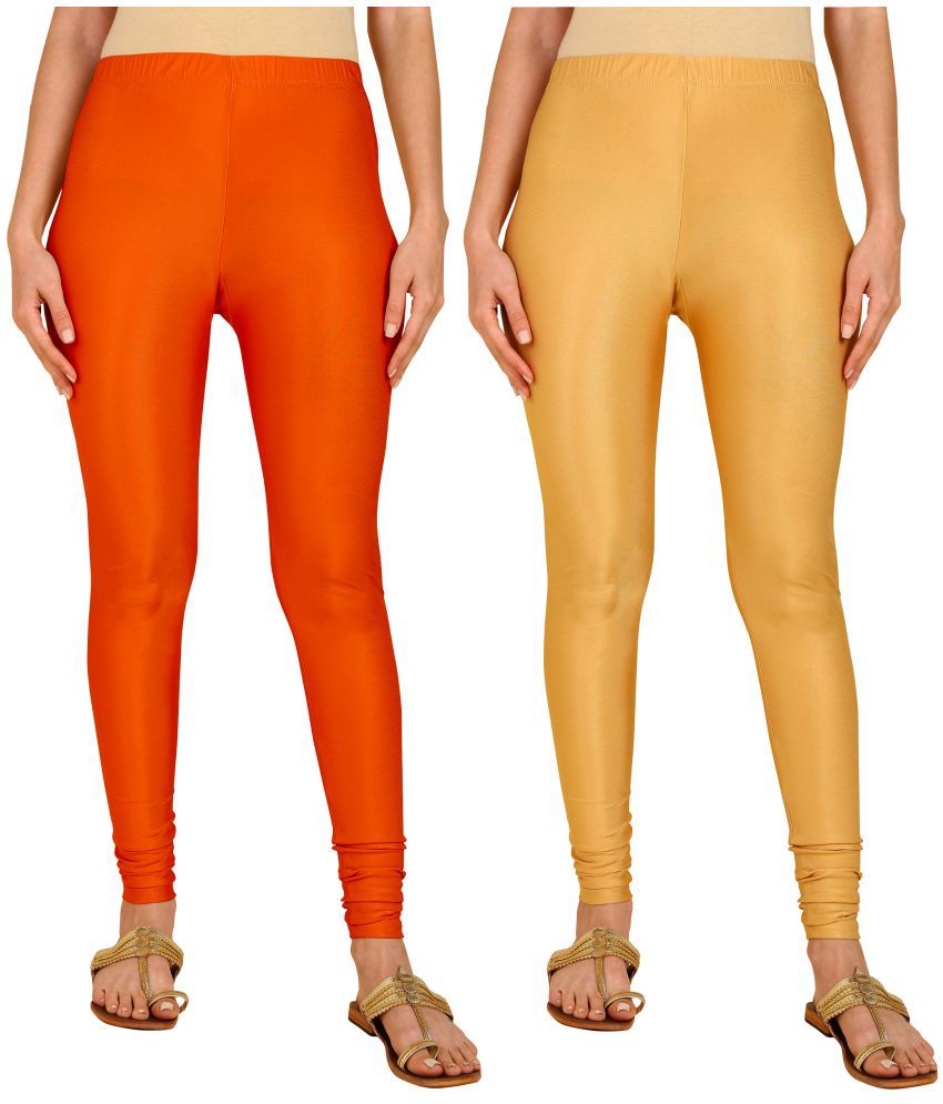     			Colorscube - Gold,Orange Lycra Women's Churidar ( Pack of 2 )