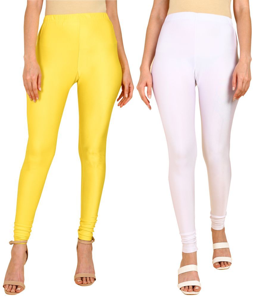     			Colorscube - White,Yellow Lycra Women's Churidar ( Pack of 2 )