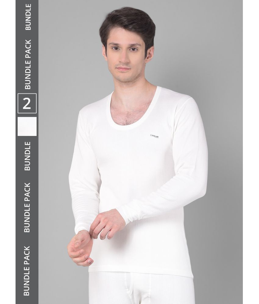     			Pack of 2 Dollar Ultra Off White Cotton Blend Men's Thermal Tops