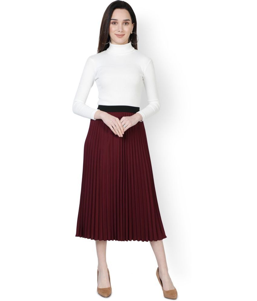     			Femvy Wine Crepe Women's Flared Skirt ( Pack of 1 )