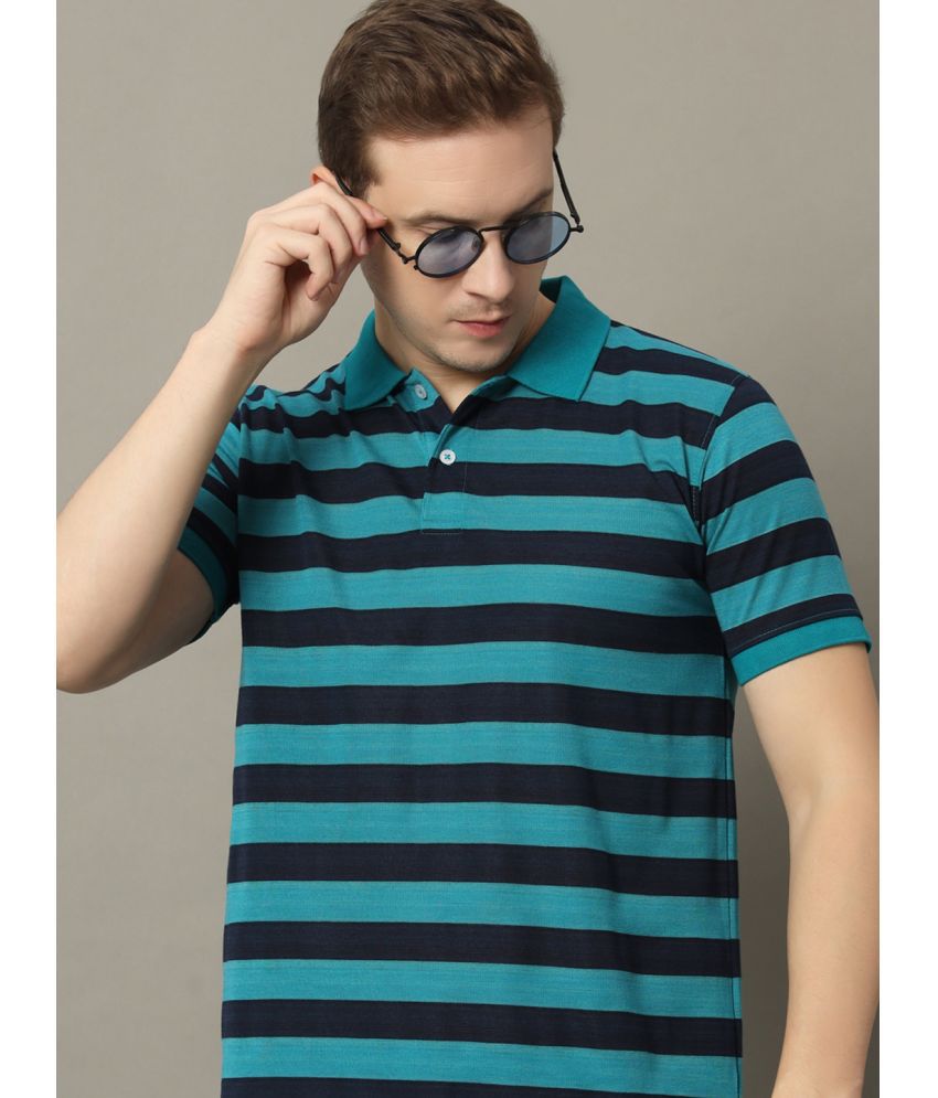     			GET GOLF Cotton Blend Regular Fit Striped Half Sleeves Men's Polo T Shirt - Green ( Pack of 1 )