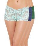 Clovia Pack of 3 Lace Self Design Women's Boy Shorts ( Multicolor ) Clovia Panty