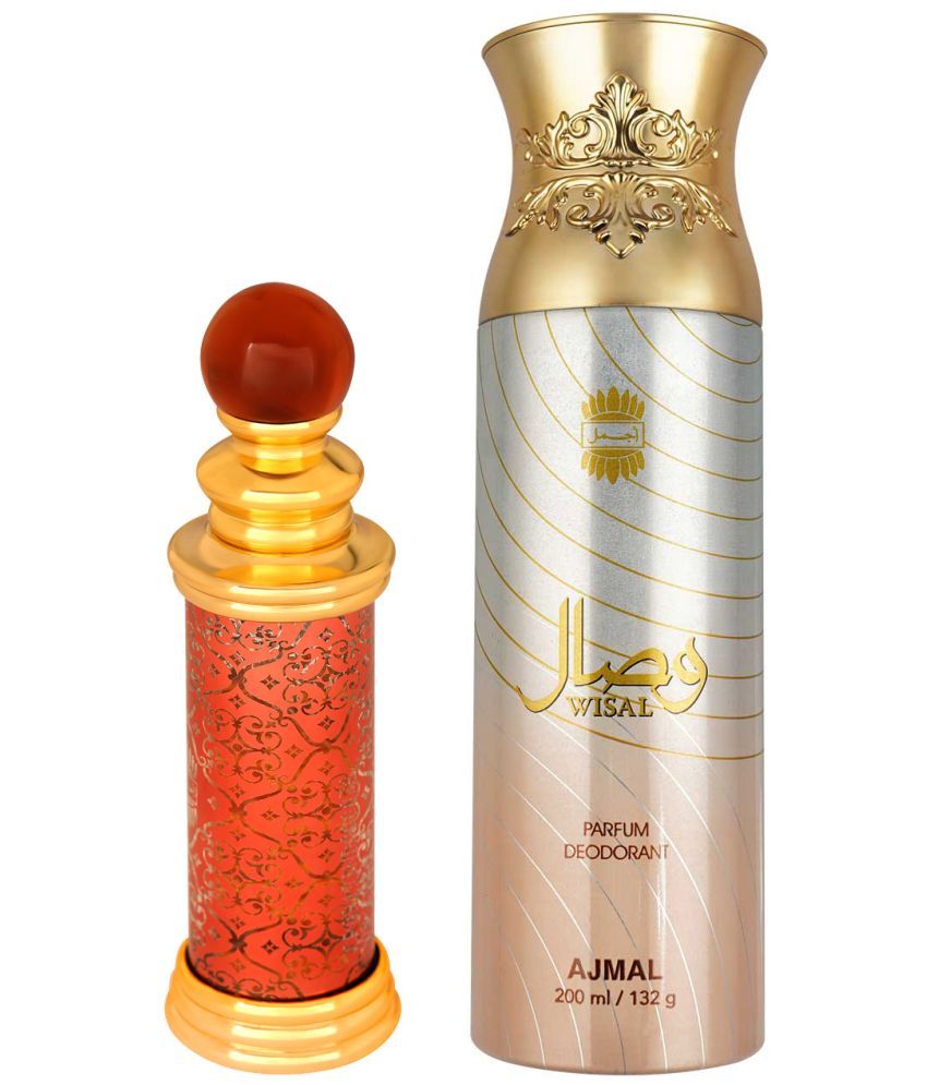     			Ajmal Classic Oud Non-Alcoholic Attar 10ml and Wisal Deodorant 200ml for Men & Women Pack of 2