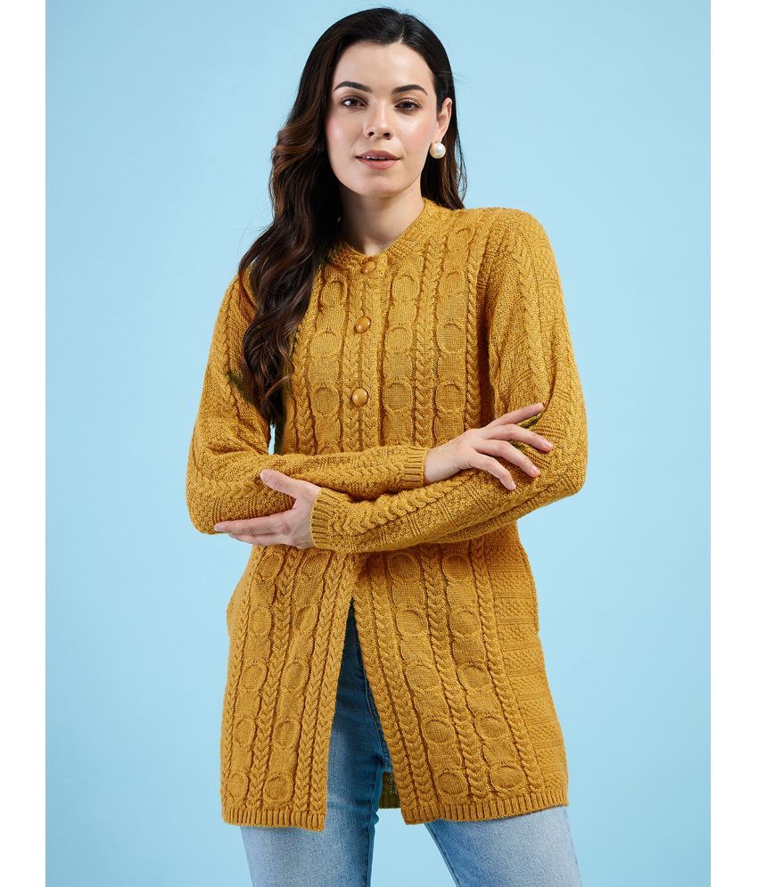     			Clapton Pure Wool Round Neck Women's Cardigans Dress - Gold ( )