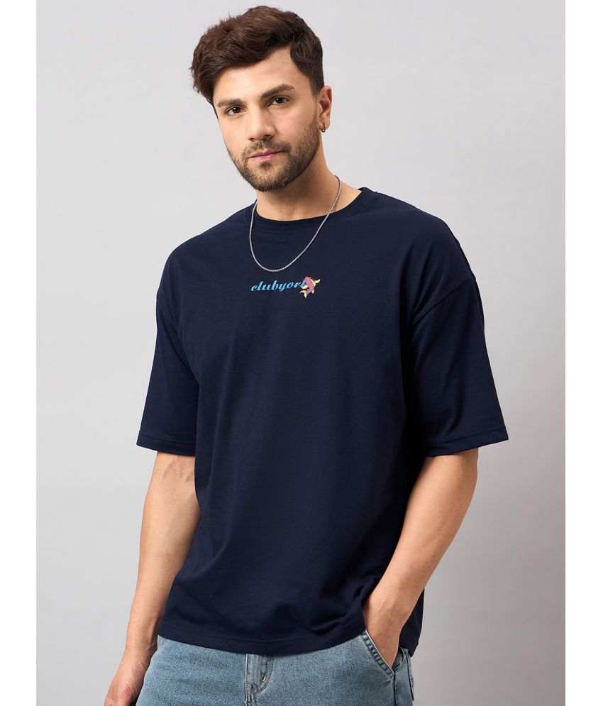     			Club York Cotton Blend Regular Fit Printed Half Sleeves Men's T-Shirt - Navy ( Pack of 1 )