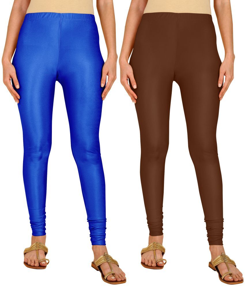     			Colorscube - Brown,Indigo Lycra Women's Churidar ( Pack of 2 )